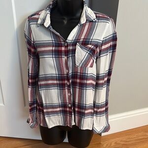 Plaid Button-Up Blouse